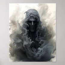 Svart och vit illustration av Creepy Ghost