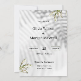 Svart och vit inbjudan till organisk bröllop