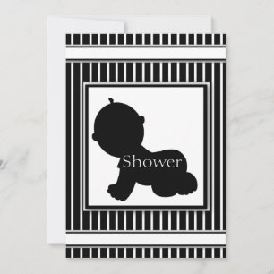 Svart och vit inbjudan till Silhouette Baby Shower