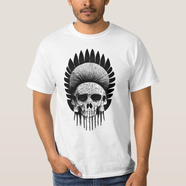 Svart och vit indianskal t shirt (Framsida)