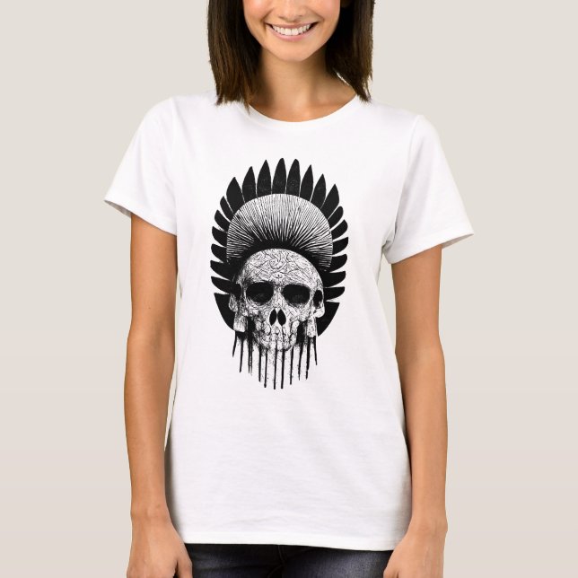 Svart och vit indiskal T-Shirt (Framsida)