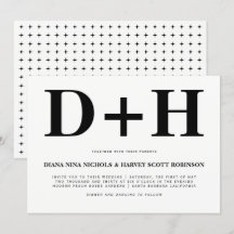 Svart och vit initialer fet typografi bröllop