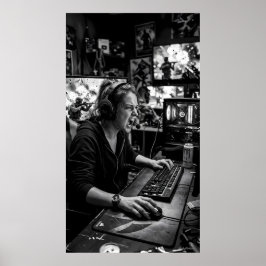 Svart och vit instruktionsaffisch för Battle Stati Poster