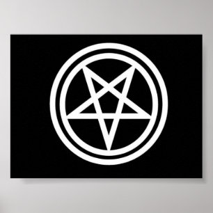 Svart och vit inverterad pentagram poster, med. poster