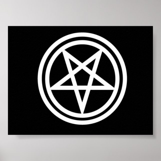 Svart och vit inverterad pentagram poster, med. poster (Framsidan)