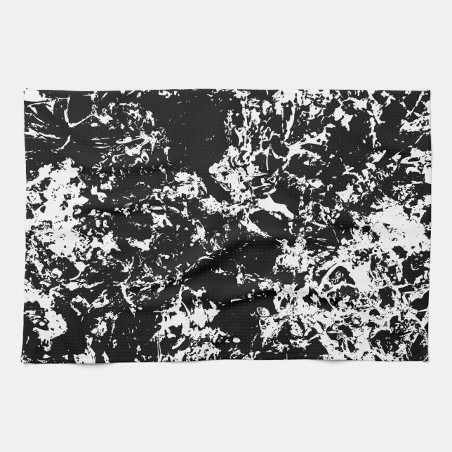 Svart och vit isbildning i Abstrakt Kökshandduk (Horisontell)