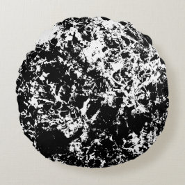 Svart och vit isbildning i Abstrakt Rund Kudde