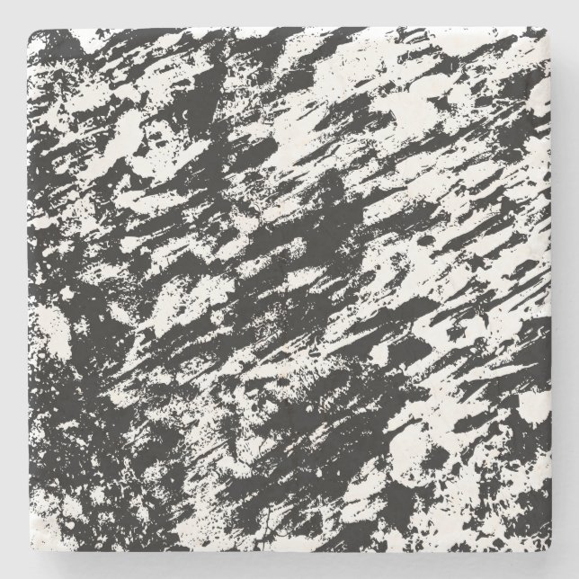 Svart och vit isbildning i Abstrakt Stenunderlägg (Framsidan)