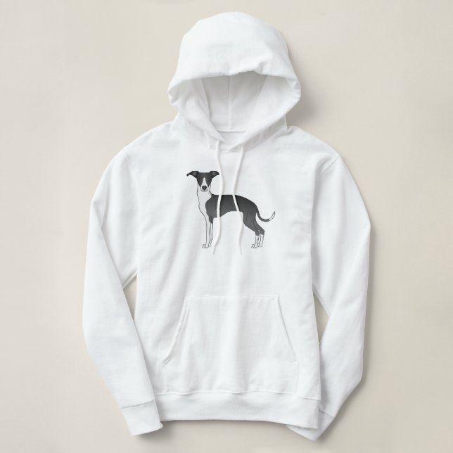 Svart och vit italiensk kronklund Tecknad hund T Shirt (Design framsida)