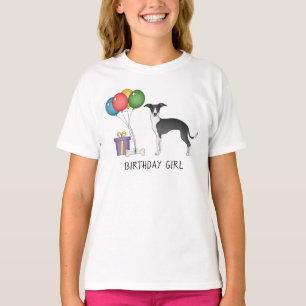 Svart och vit italiensk mops - Födelsedagsflicka T Shirt