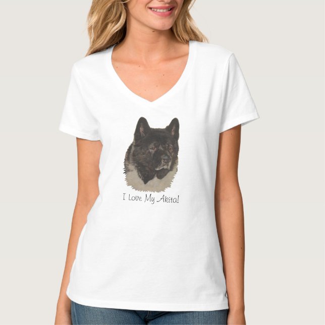 Svart och vit japanakita-hund med slogan t shirt (Framsida)