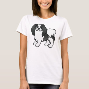 Svart Och Vit Japansk Chin Söt Tecknad Hund T Shirt