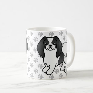 Svart Och Vit Japansk Chin Tecknad Hund & Tassar Kaffemugg