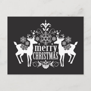 Svart och vit juldesign helg vykort