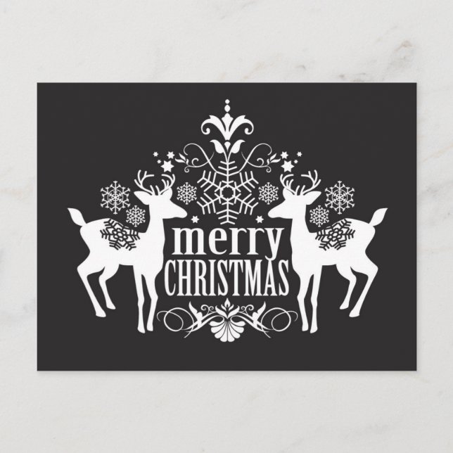 Svart och vit juldesign helg vykort (Framsida)
