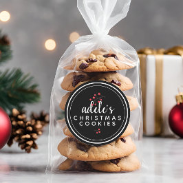Svart och vit julgodis Personlig Runt Klistermärke