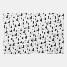 Svart och vit Julgran-kökshanddukar Kökshandduk