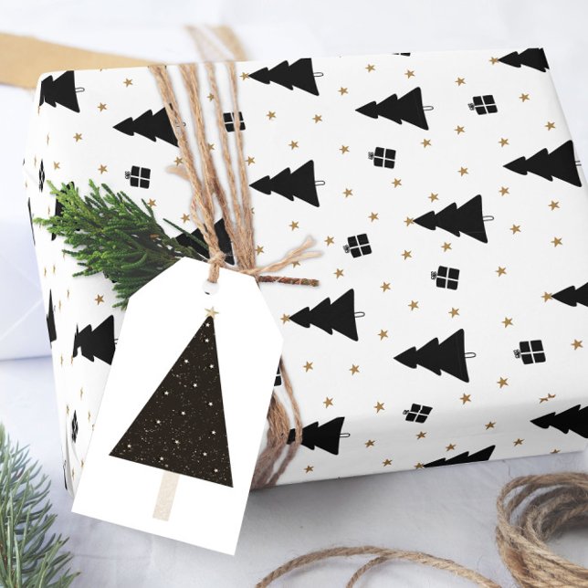 Svart och vit julgran presentpapper (Skapare uppladdad)