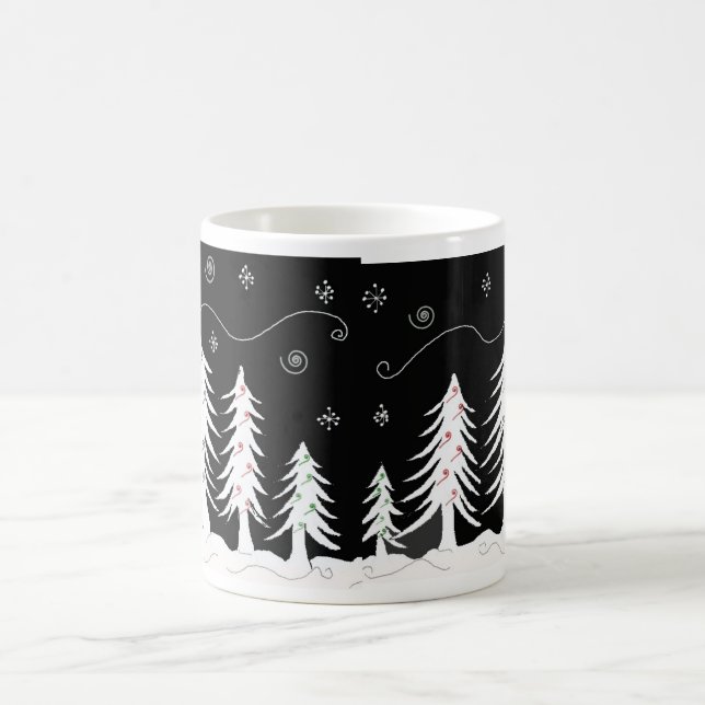 Svart och vit julgransdesign kaffemugg (Center)