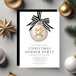 Svart och vit julmiddag Party Inbjudningar
