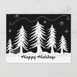 Svart och vit julscen helg vykort
