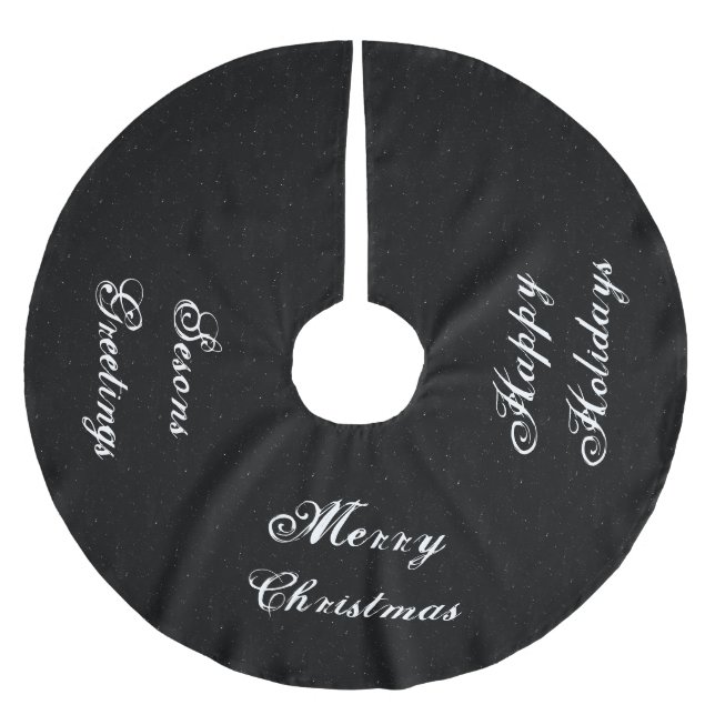 Svart och vit julTree Skirt Julgransmatta Borstad Polyester (Framsidan)