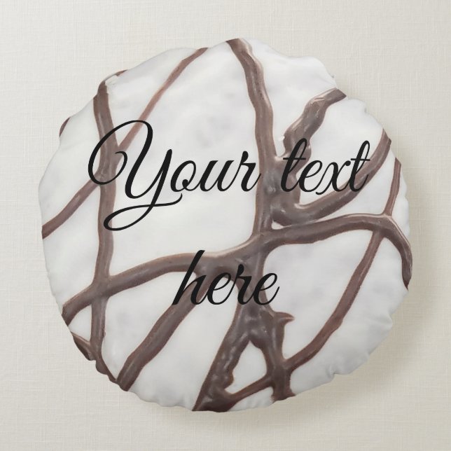 Svart och vit kaka rund kudde (Baksidan)