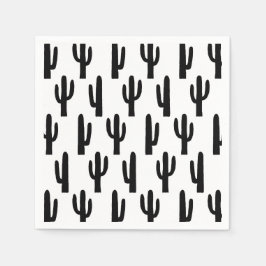 Svart och vit kaktus. Cacti mönster. Botaniskt Pappersservett