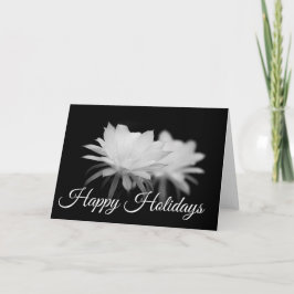 Svart och vit kaktusblomma God Jul Helgkort