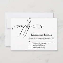 Svart och vit kalligrafi bröllopsvarukort OSA kort