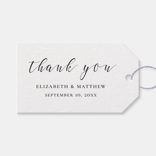 Svart och vit kalligrafi. Enkelt skript bröllop Presentetikett (Framsidan (Horisontell))