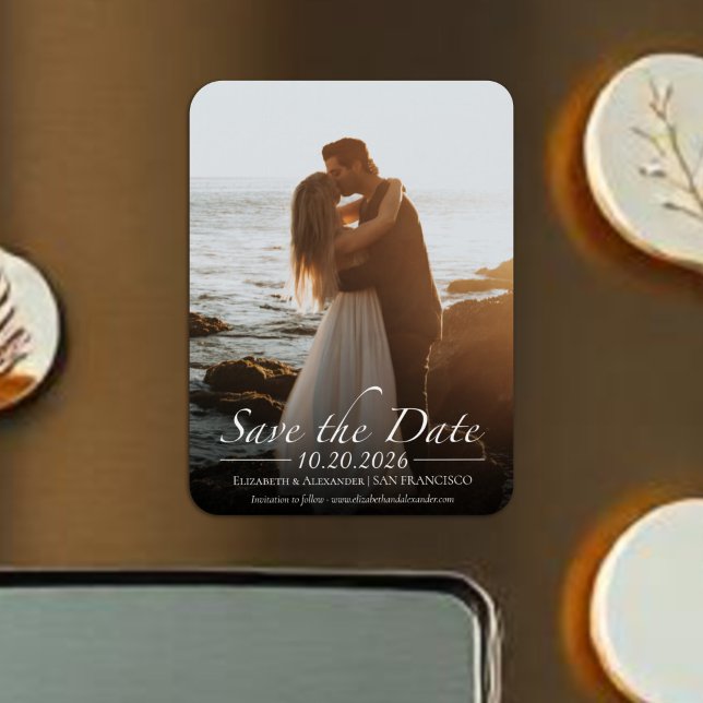 Svart och vit kalligrafi - Spara datum Magnet (Skapare uppladdad)