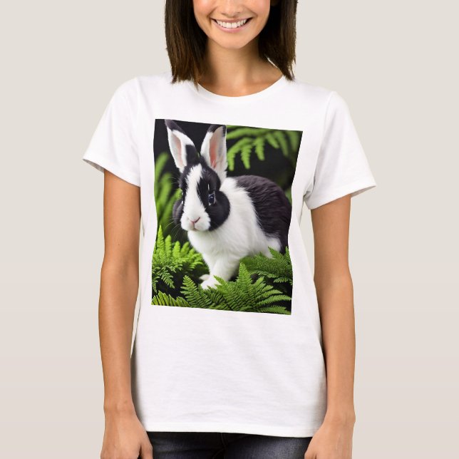 Svart Och Vit Kanin, T Shirt (Framsida)
