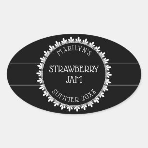 Svart och vit kanningsetikett ovalt klistermärke