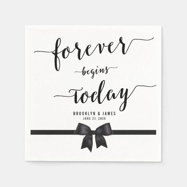 Svart och vit kapselservetter av Bröllop med ben Pappersservett (Framsidan)