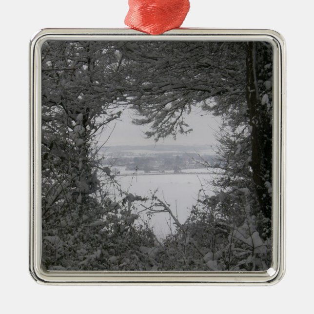 Svart och vit kärlek Snö hjärta foto jul Ho Julgransprydnad Metall (Framsidan)