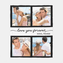 Svart och vit Kärlek You Forever 4 Photo Fleecefilt
