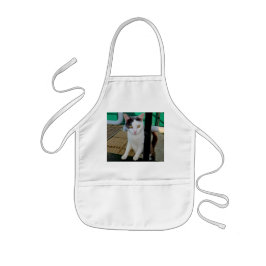 Svart och vit katt barnförkläde