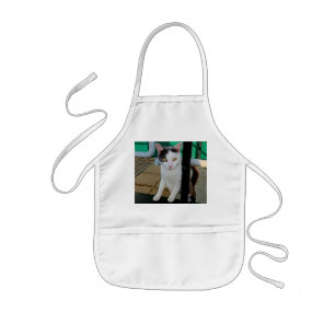 Svart och vit katt barnförkläde