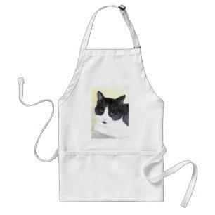 Svart och vit katt förkläde