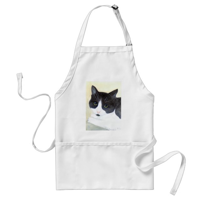 Svart och vit katt förkläde (Framsidan)