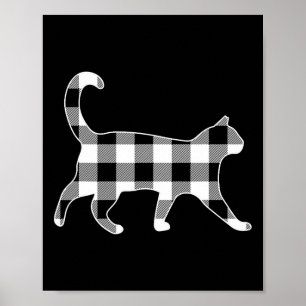 Svart och vit katt i Buffalo-ruta God Jul  Poster