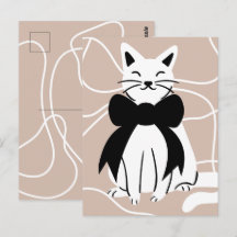 Svart och vit katt med abstrakt linje 