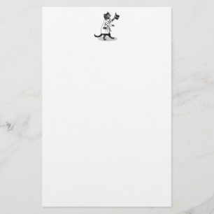 Svart och vit katt med Top hat Stationery Brevpapper
