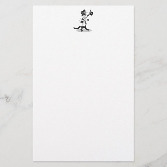 Svart och vit katt med Top hat Stationery Brevpapper (Framsida)