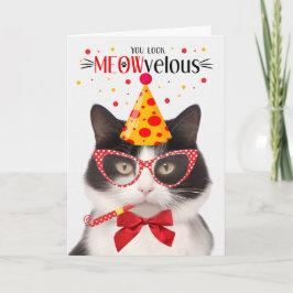 Svart och vit katt MEOWvelous Birthday Kort