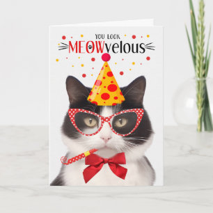 Svart och vit katt MEOWvelous Birthday Kort