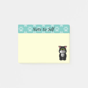 Svart och vit katt post-it block