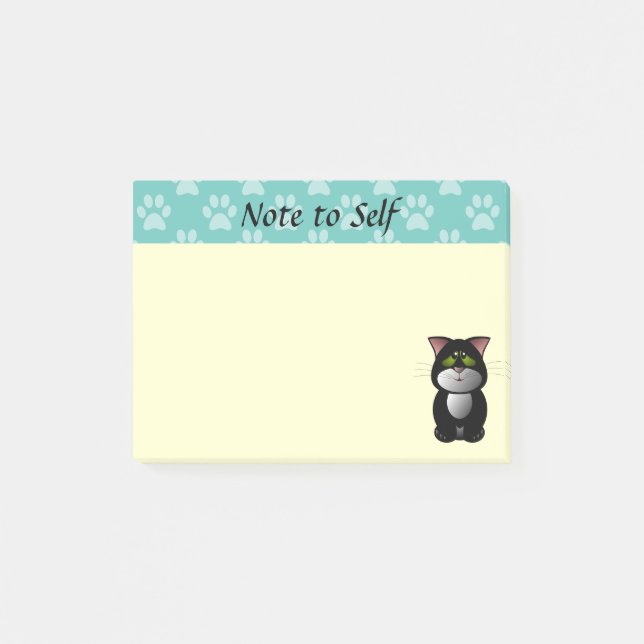 Svart och vit katt post-it block (Framsida)