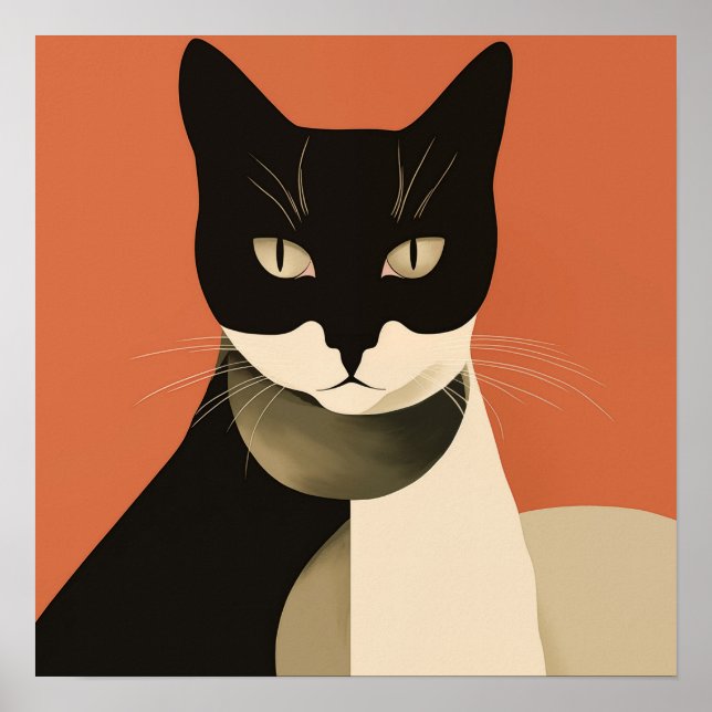 Svart och vit katt poster (Framsidan)